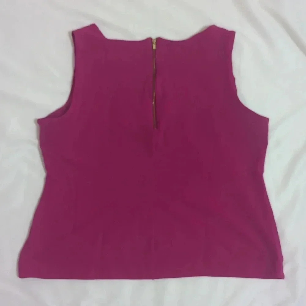 Banana Republic Sleeveless Bowtie Blouse, Color Magenta Size L - Picture 2 of 14